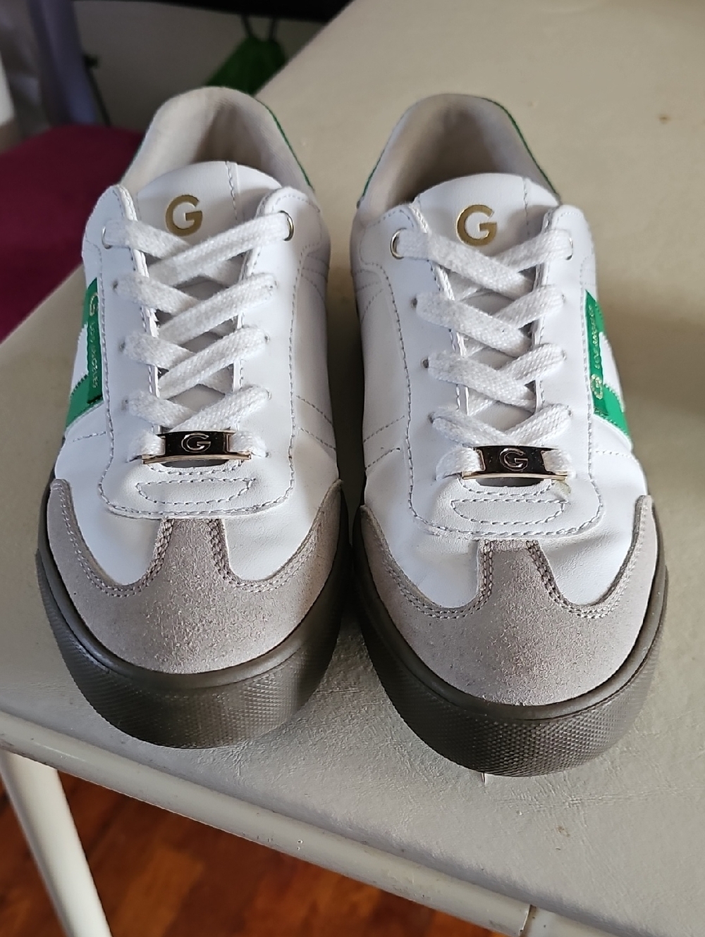 G by Guess White, Green & Gray Women's Low-Top Sneakers